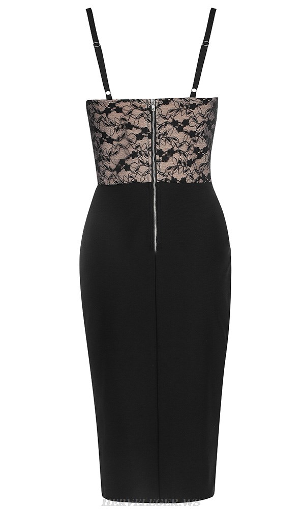 Herve Leger Black Lace Corset Dress