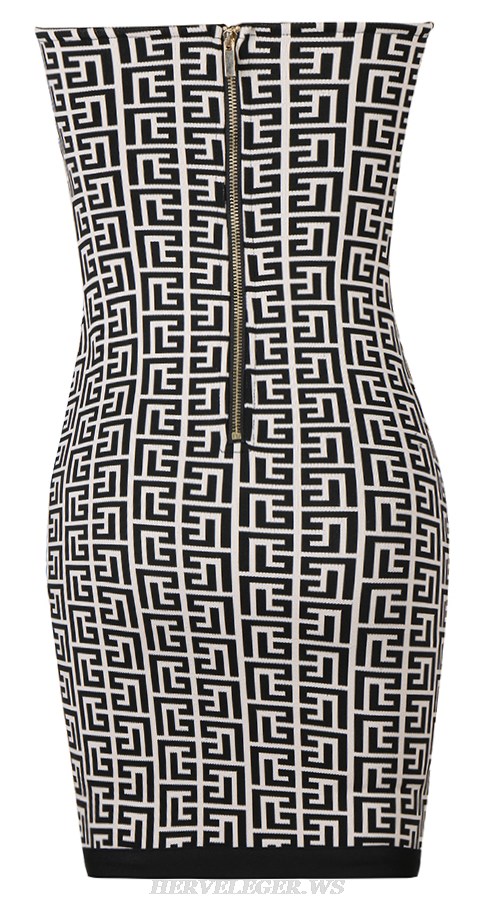 Herve Leger  Strapless Bustier Printed Dress