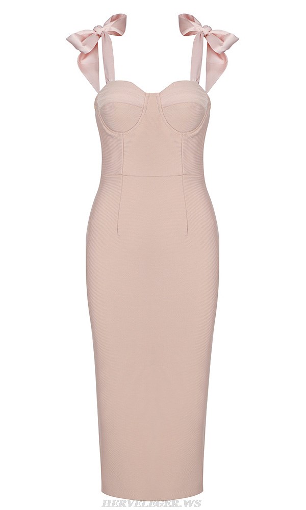 Herve Leger Nude Tie Detail Bustier Dress