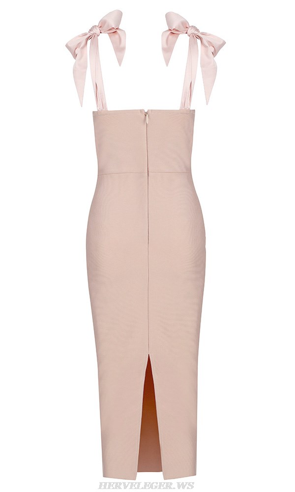 Herve Leger Nude Tie Detail Bustier Dress