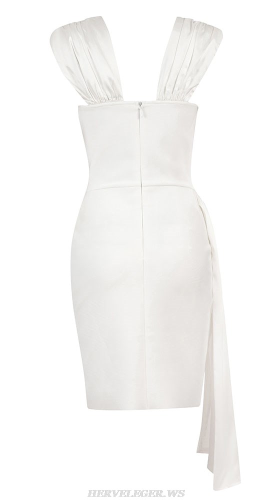 Herve Leger White Draped Detail Bustier Dress