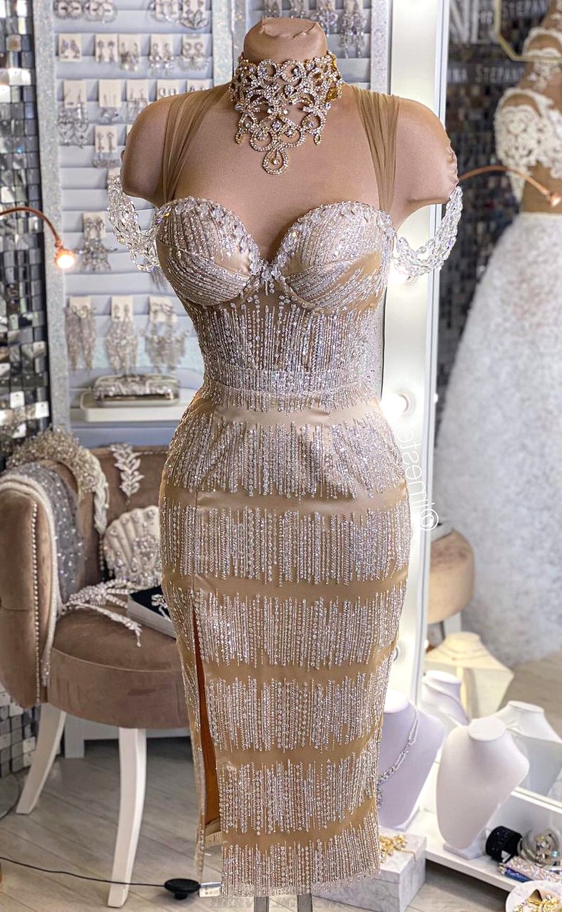 Herve Leger Gold Embellished Bustier Dress