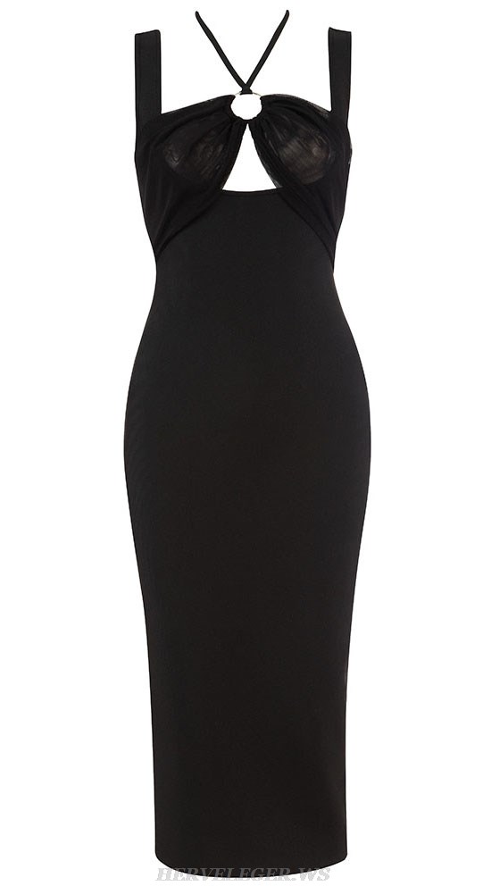 Herve Leger Black Halter Bustier Dress