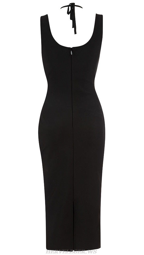 Herve Leger Black Halter Bustier Dress