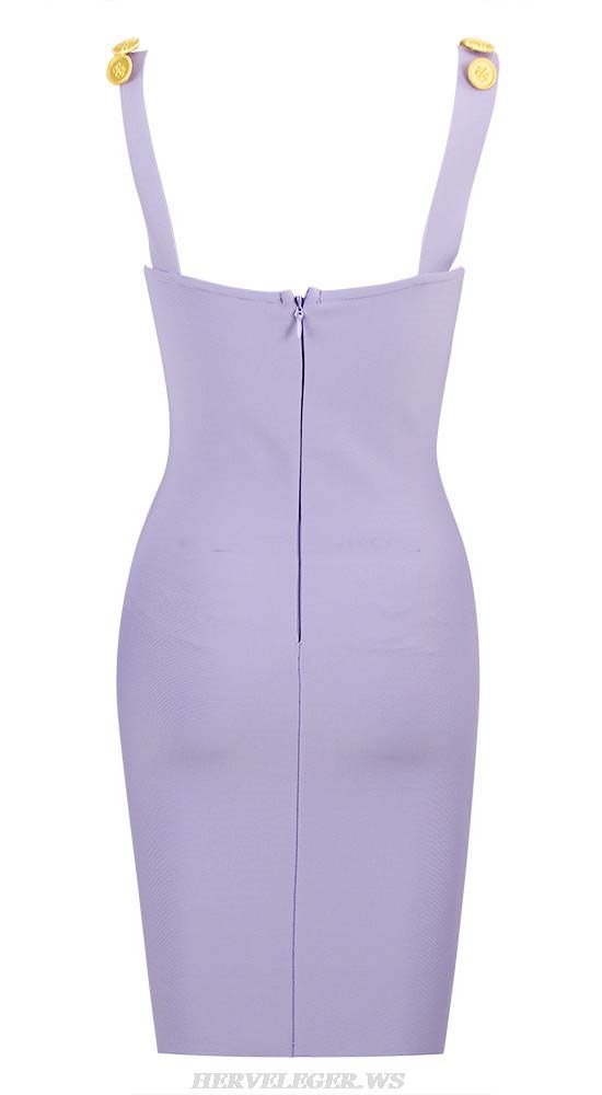 Herve Leger Purple Orange Button Bustier Dress