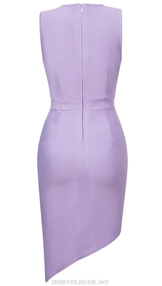 Herve Leger Lavender Cut Out Asymmetric Dress