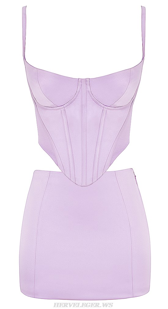 Herve Leger Lavender Bustier Corset Two Piece Dress