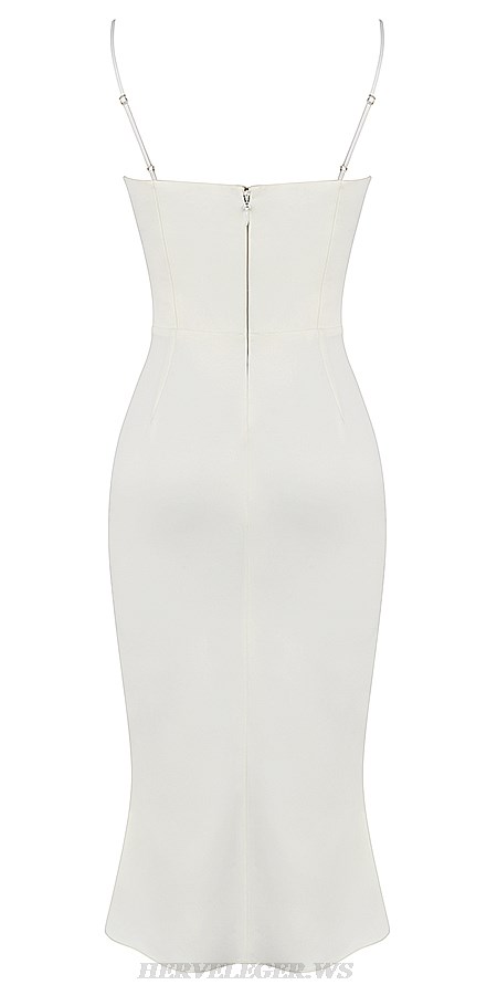 Herve Leger White Bustier Cut Out Dress