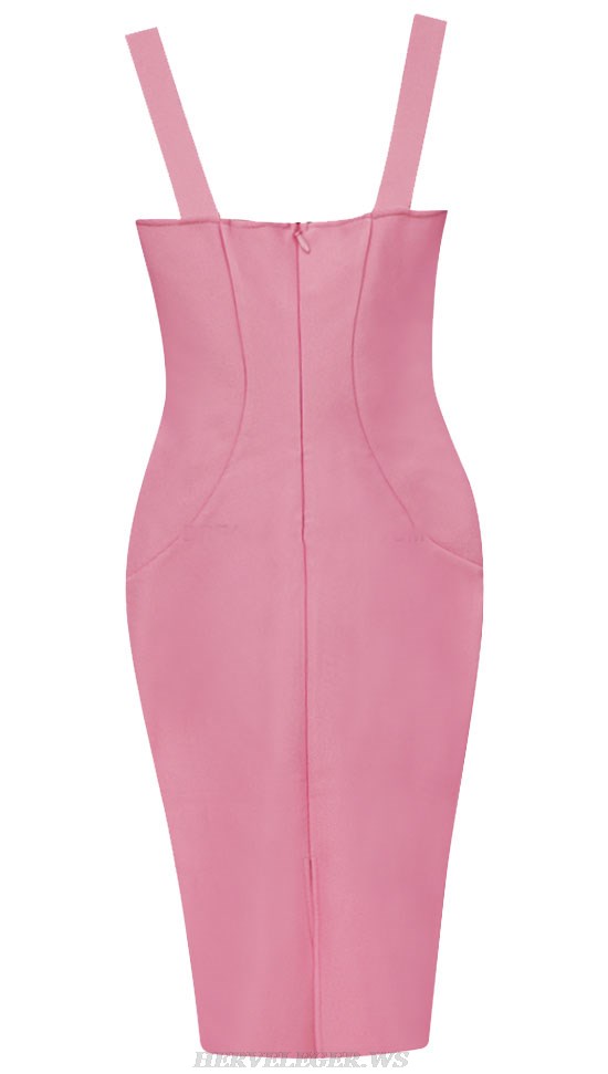 Herve Leger Pink Draped Bustier Structured Dress