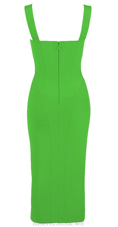 Herve Leger Green Draped Bustier Dress