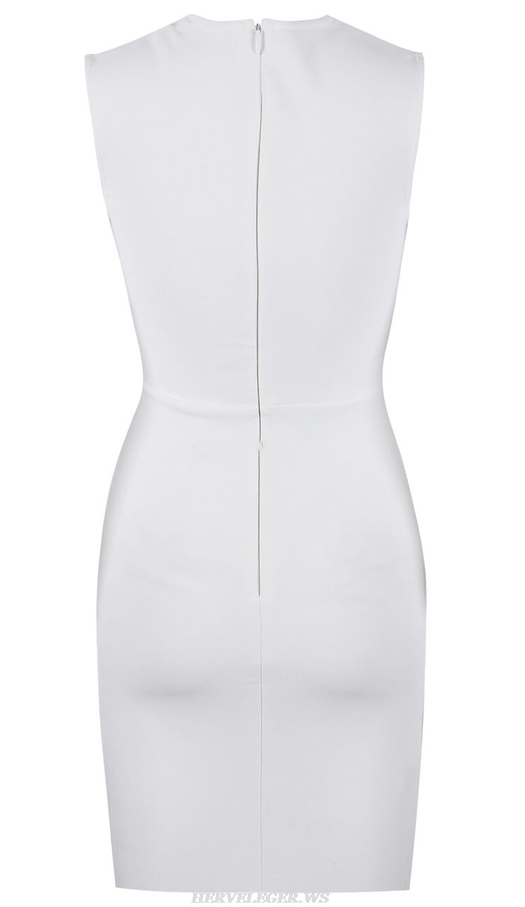 Herve Leger White Embellished Panel Dress