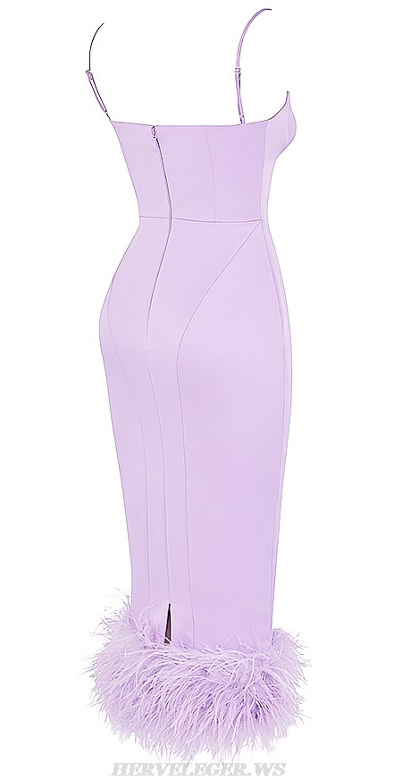 Herve Leger Lavender Feather Dress