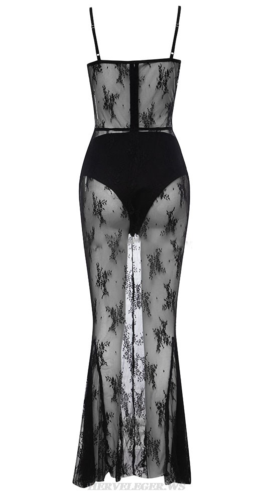 Herve Leger Lace Bustier Mermaid Black