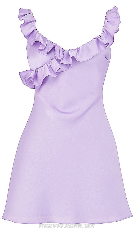 Herve Leger Lavender Ruffle Backless Dress