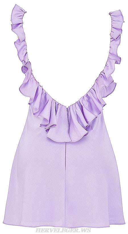 Herve Leger Lavender Ruffle Backless Dress