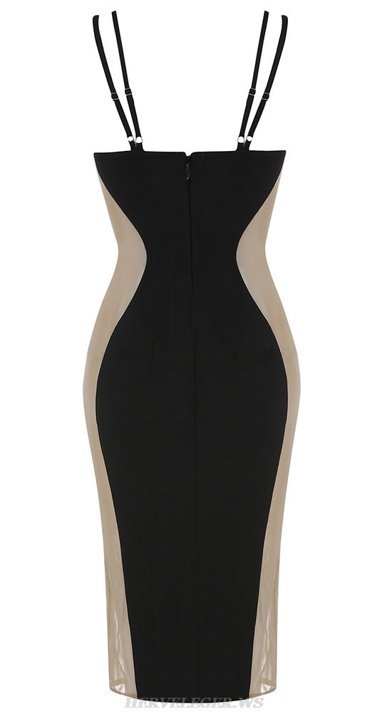 Herve Leger Black Side Mesh Bustier Dress