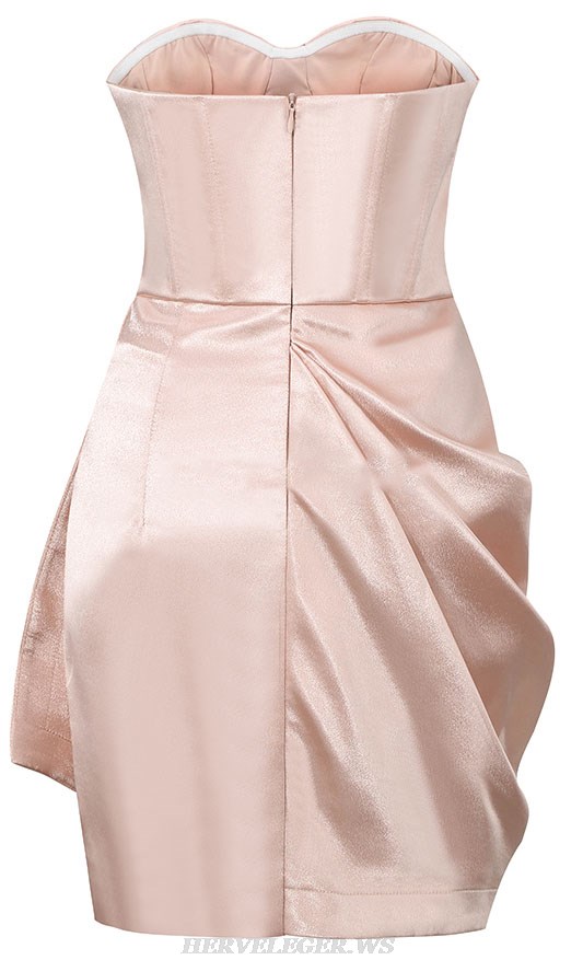 Herve Leger Pink Strapless Bustier Draped Dress