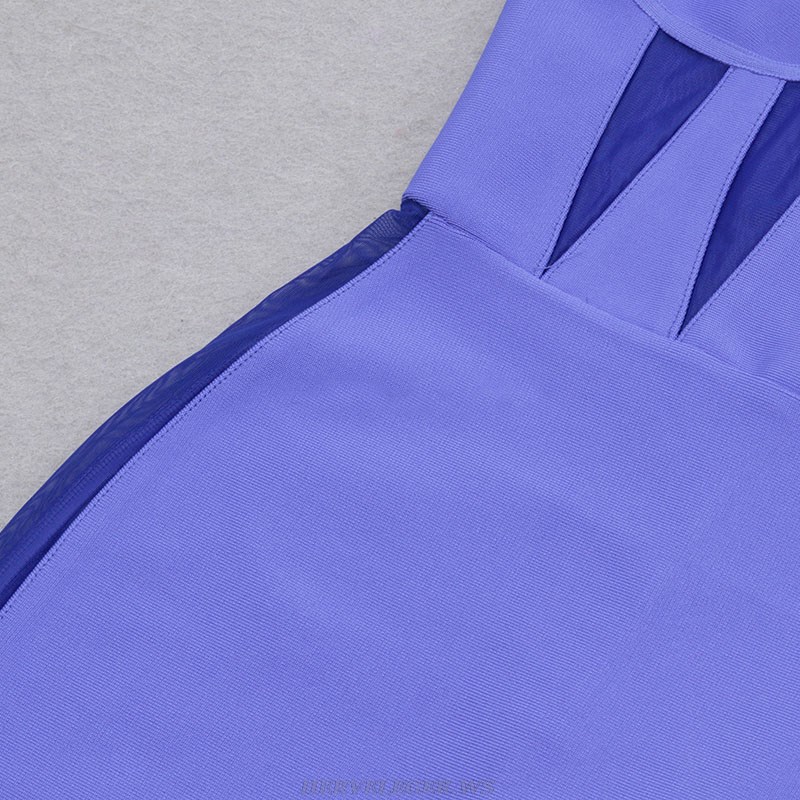 Herve Leger Blue Bustier Mesh Dress