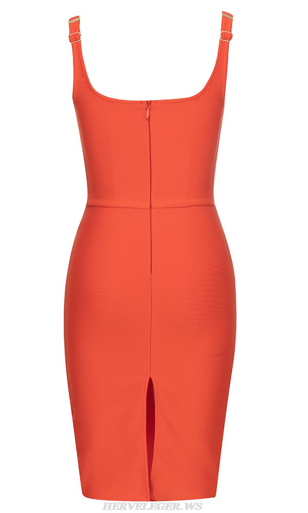 Herve Leger Orange Bustier Dress