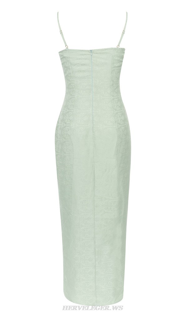 Herve Leger Green Bustier Draped Gown