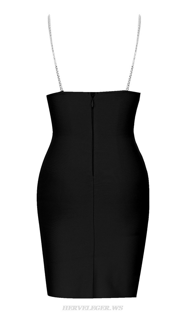 Herve Leger Black Crystal Straps Bustier Dress