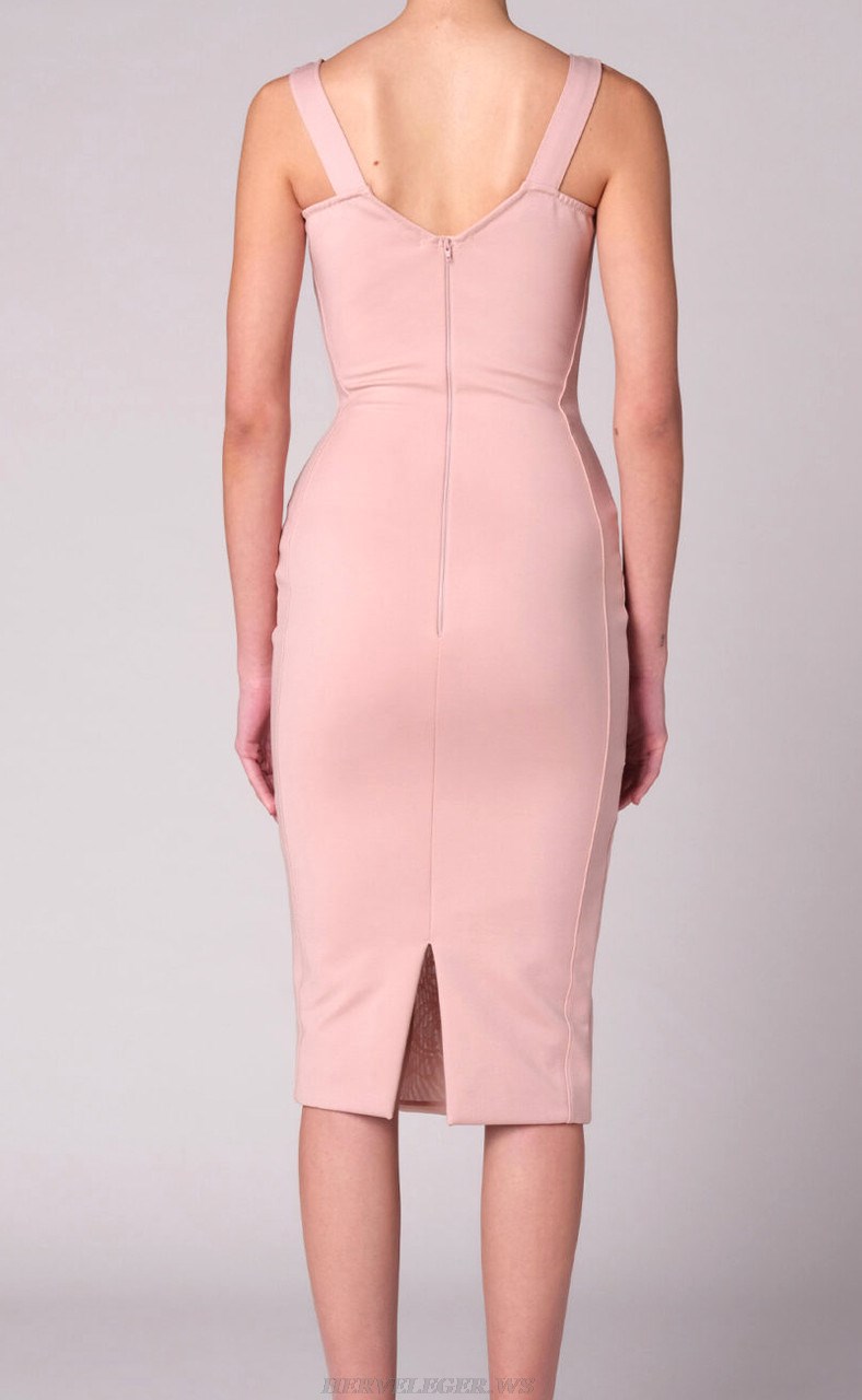 Herve Leger Pink Lace Bustier Dress