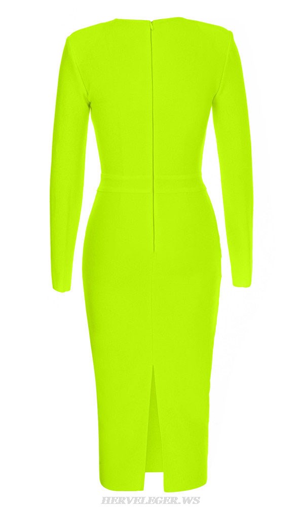 Herve Leger Neon Long Sleeves Corset Design Dress