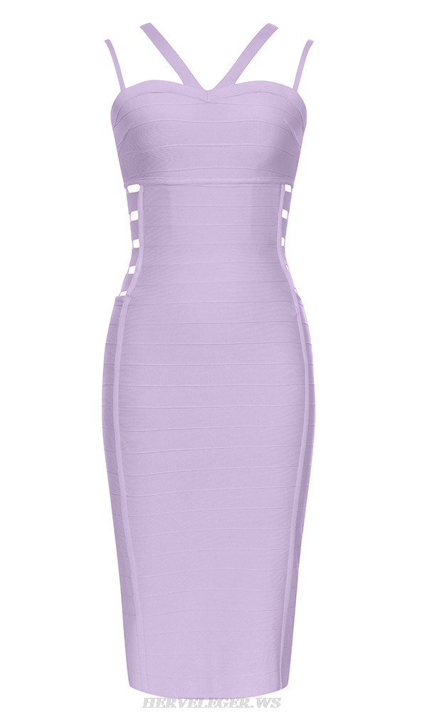 Herve Leger Lavender Side Cut Out Dress