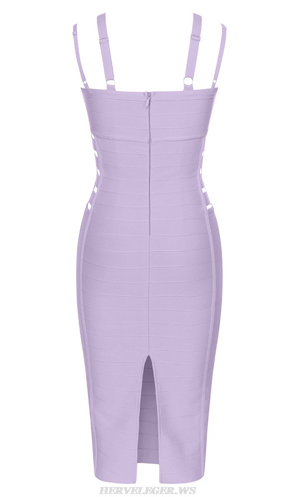 Herve Leger Lavender Side Cut Out Dress