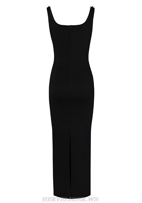 Herve Leger Black Bejeweled Gown