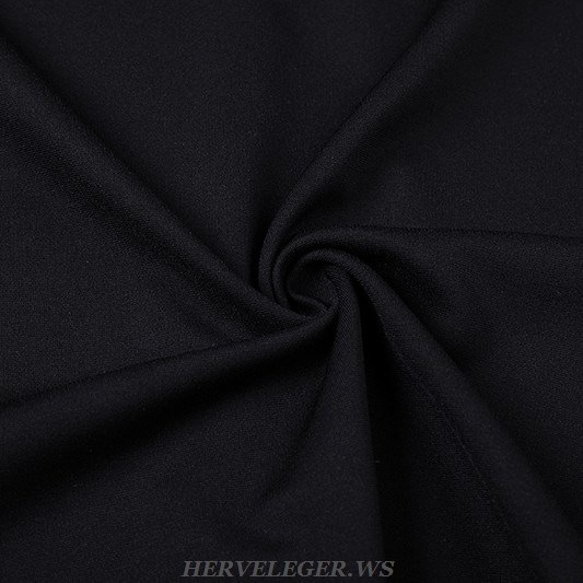 Herve Leger Black Bejeweled Gown