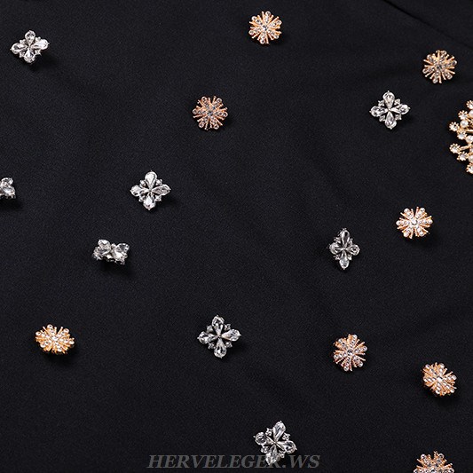 Herve Leger Black Bejeweled Gown