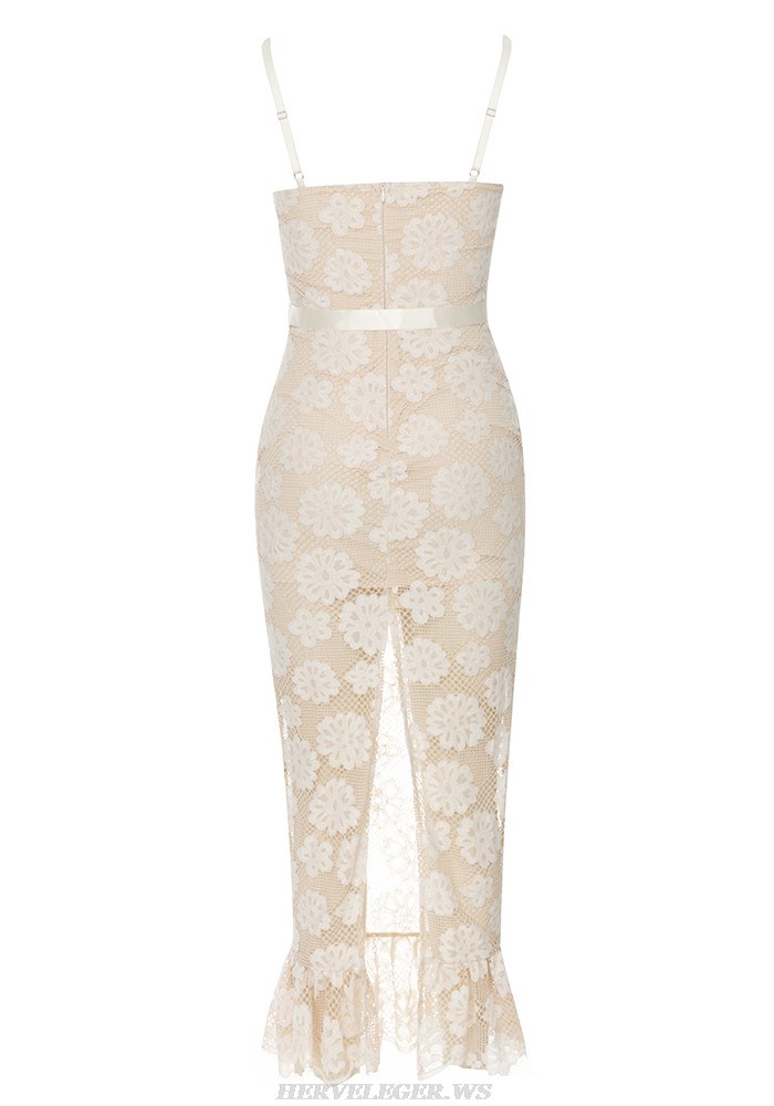 Herve Leger Ivory Floral Crochet Gown