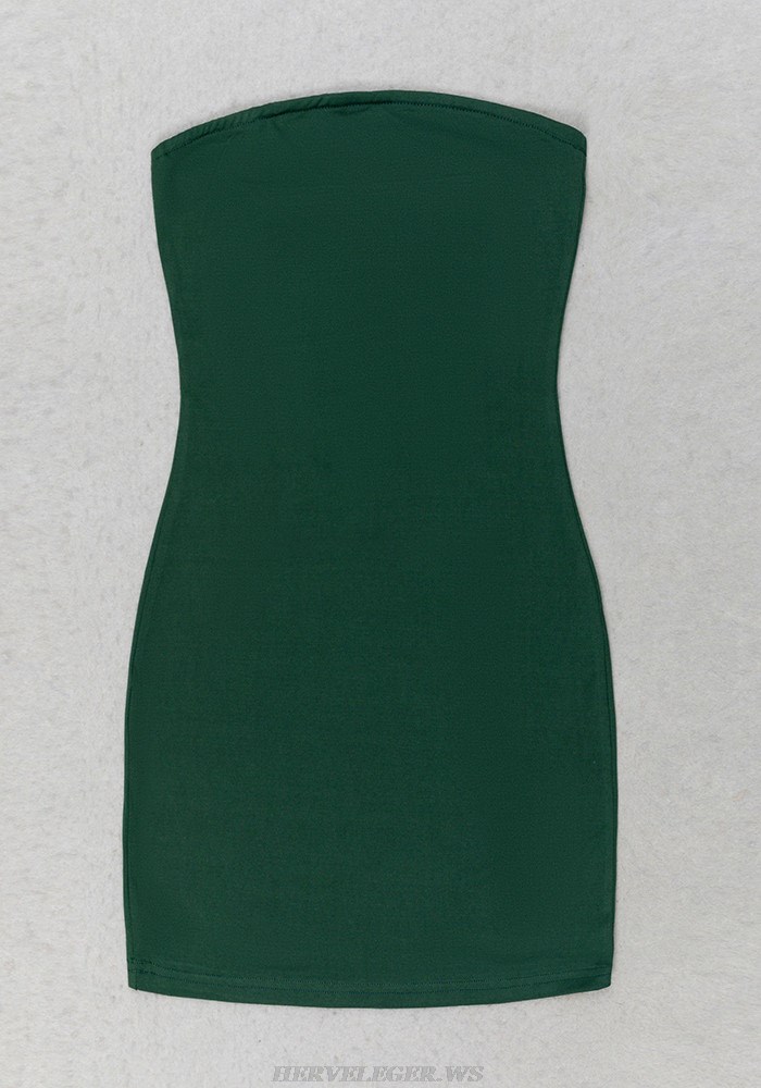 Herve Leger Green Long Sleeve Sparkly Midi Dress