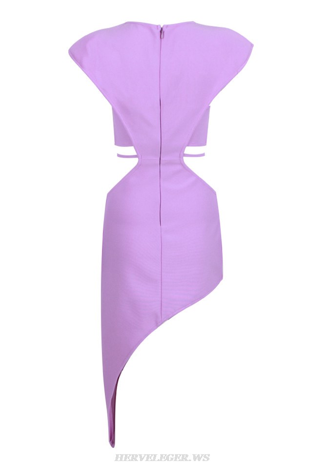 Herve Leger Lavender Star Detail Asymmetric Dress