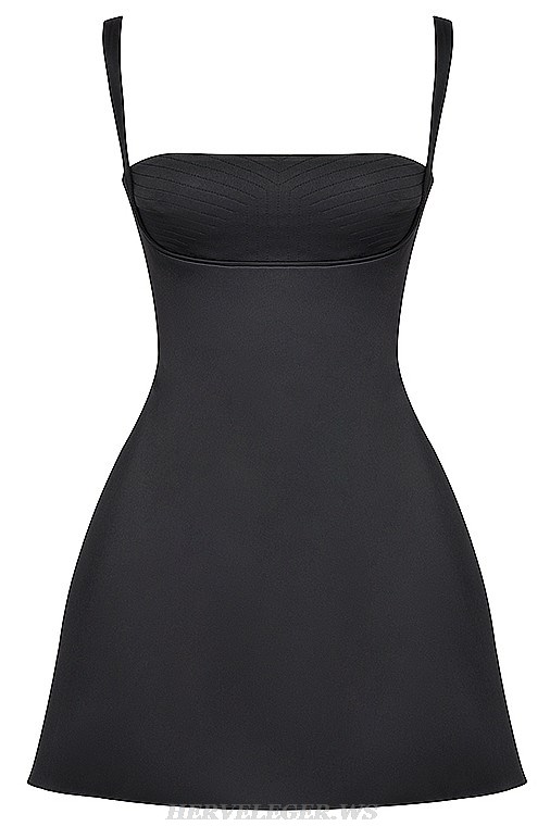 Herve Leger Black A Line Bustier Dress