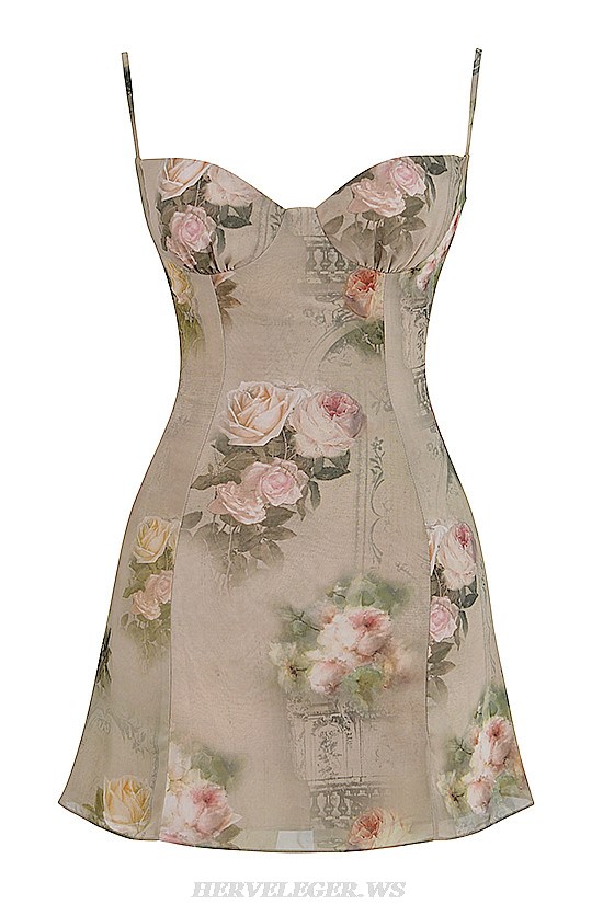 Herve Leger Bustier A Line Floral Dress