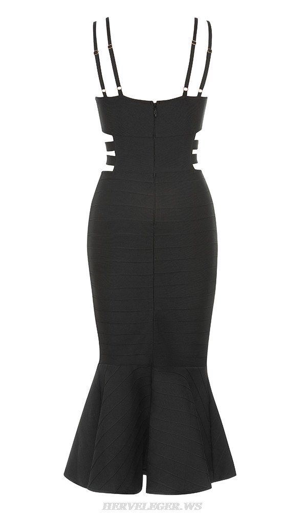 Herve Leger Black Bustier Belt Mermaid Midi Dress