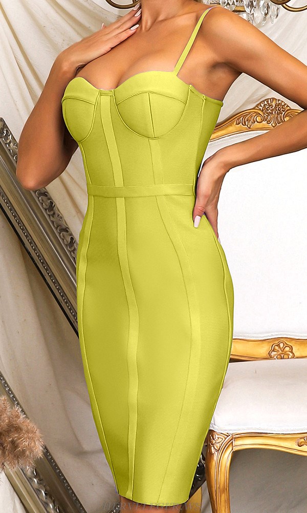 Herve Leger Green Bustier Dress