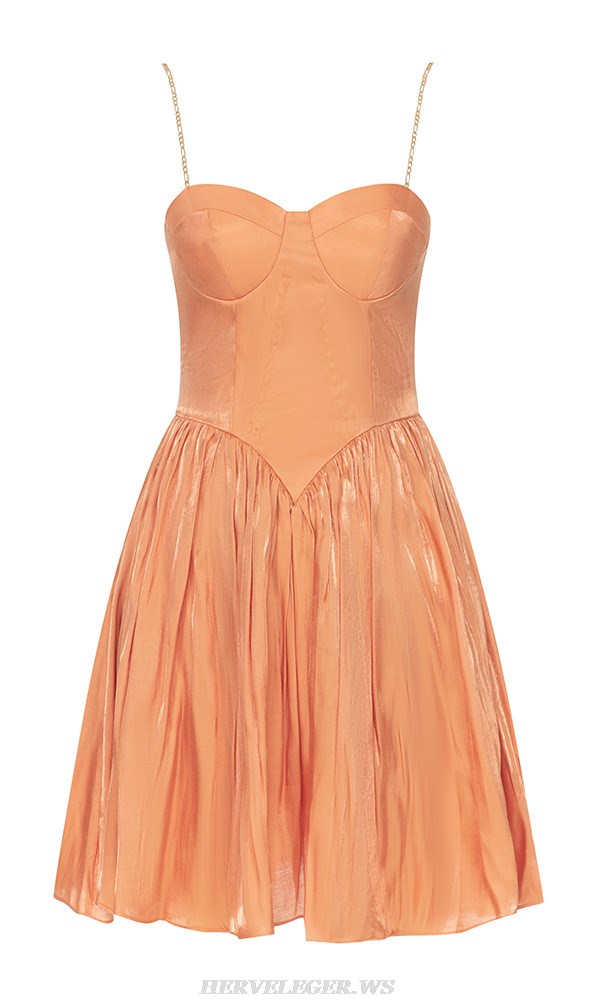 Herve Leger Orange Bustier Skater Dress