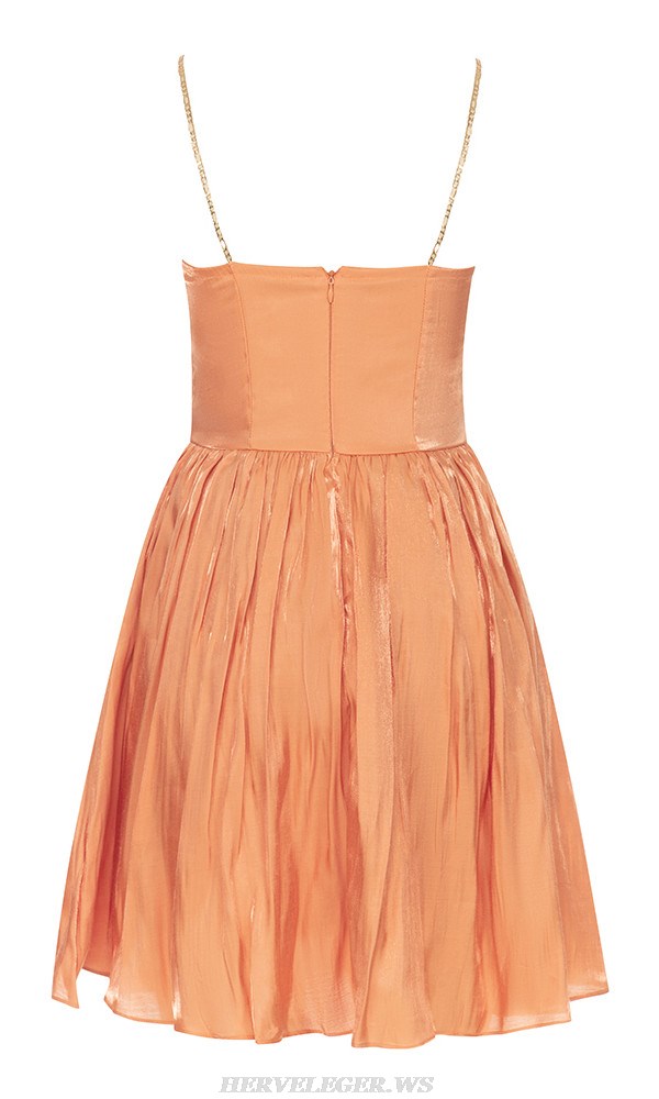 Herve Leger Orange Bustier Skater Dress