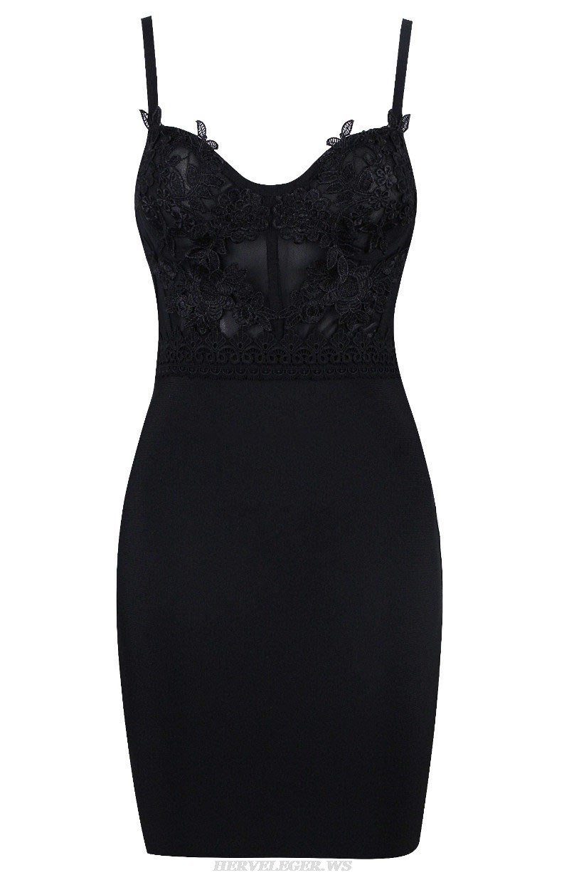 Herve Leger Black Crochet Dress