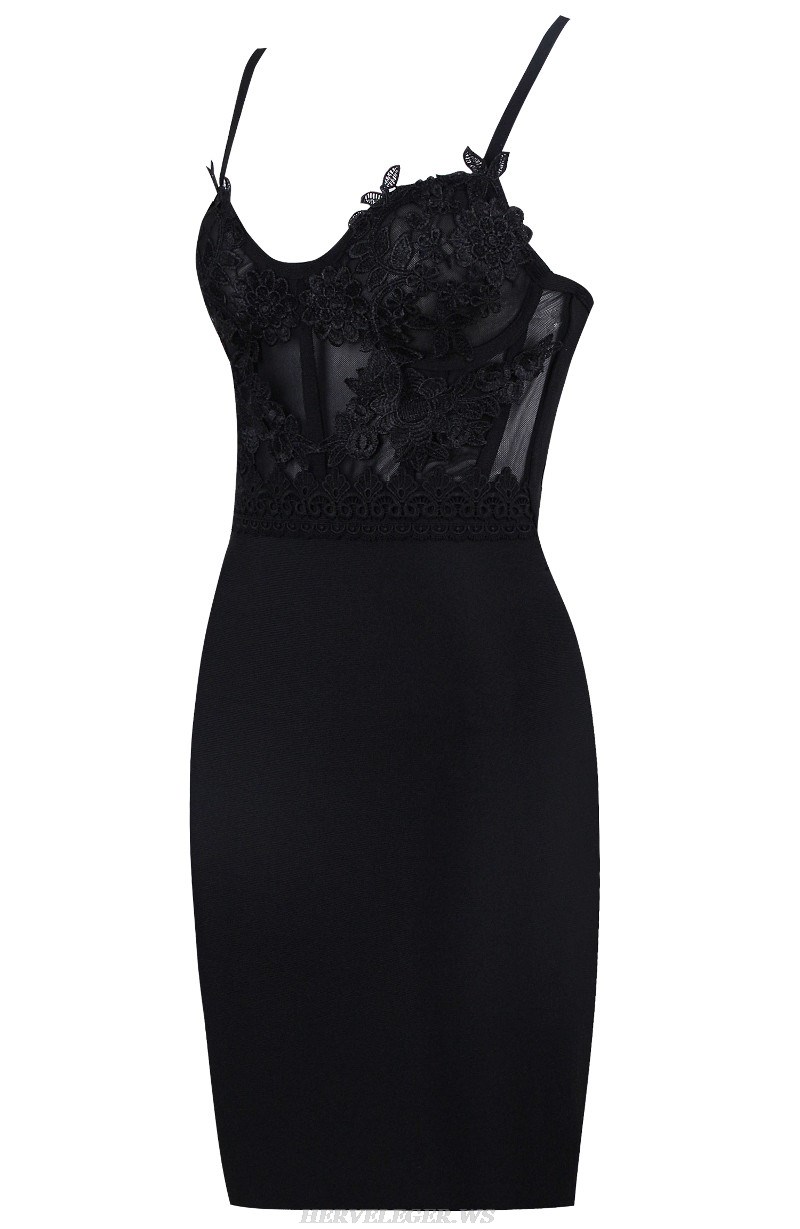 Herve Leger Black Crochet Dress