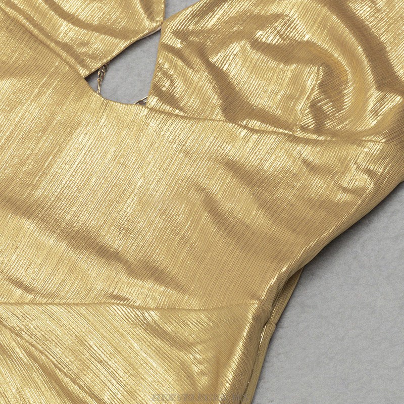 Herve Leger Gold Crystal Bustier Gown