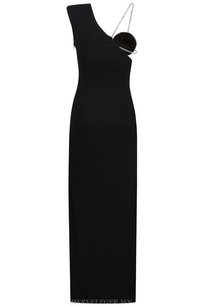 Herve Leger Black Crystal Spiral Gown