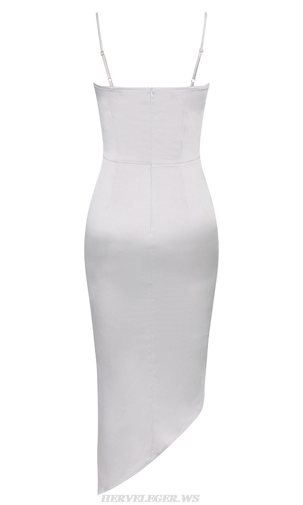 Herve Leger Grey Draped Bustier Midi Dress