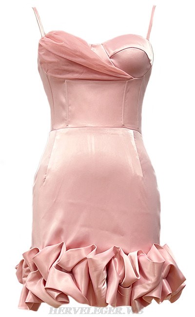 Herve Leger Pink Draped Bustier Puff Dress