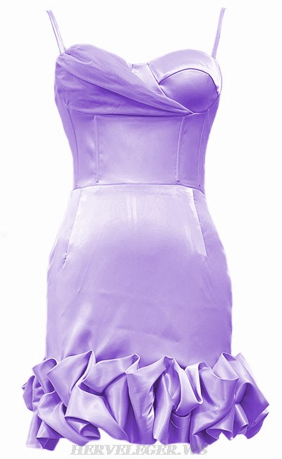 Herve Leger Purple Draped Bustier Puff Dress