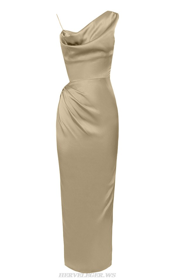 Herve Leger Brown Draped Gown