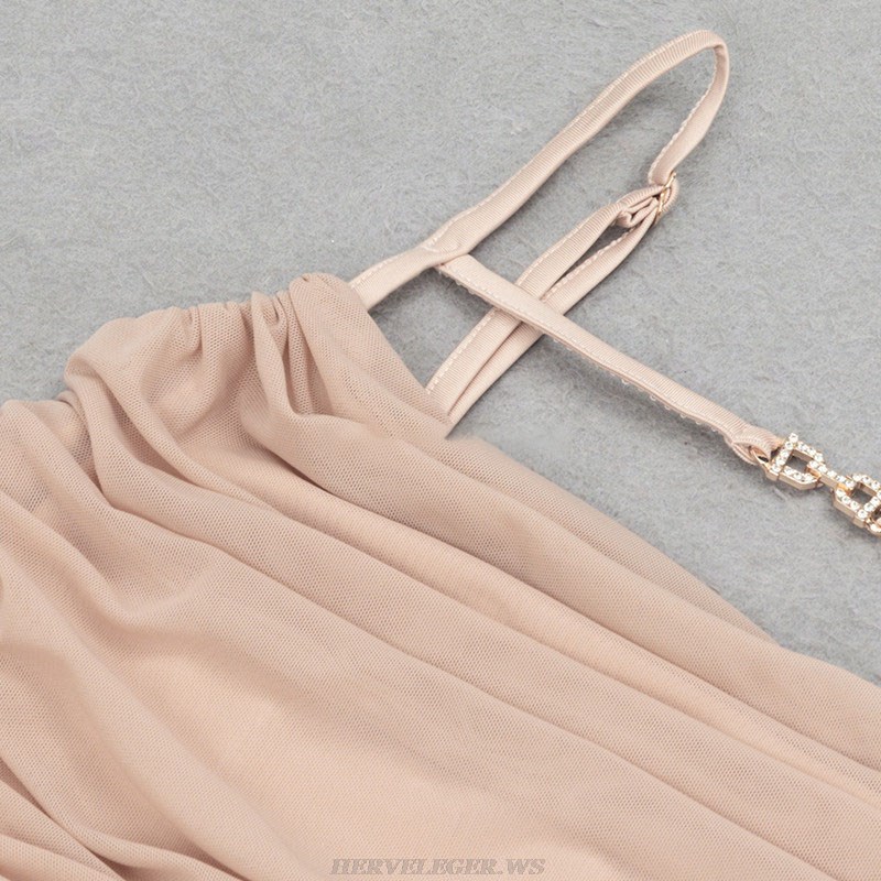 Herve Leger Nude Draped Gown